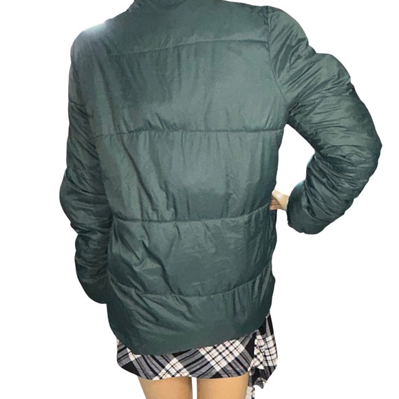 Old Navy Womens Hunter Green Puffer Jacket Size M Gorpcore Techwear Warm - Picture 3 of 13